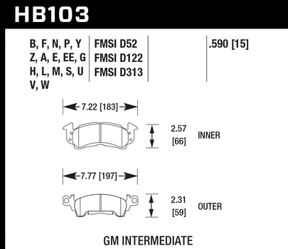 Тормозные колодки HAWK HB103A.590