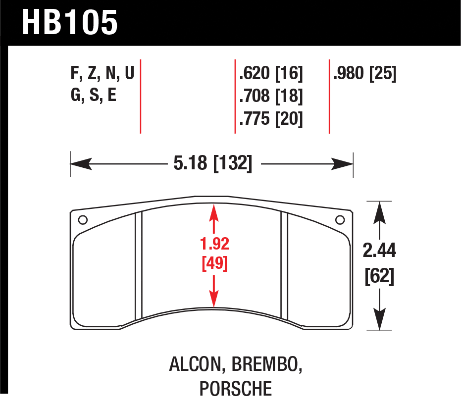 Тормозные колодки HAWK HB105D.620