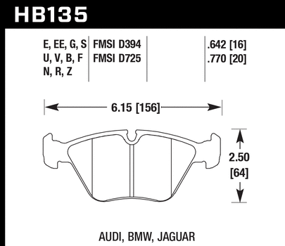 Тормозные колодки HAWK HB135F.642