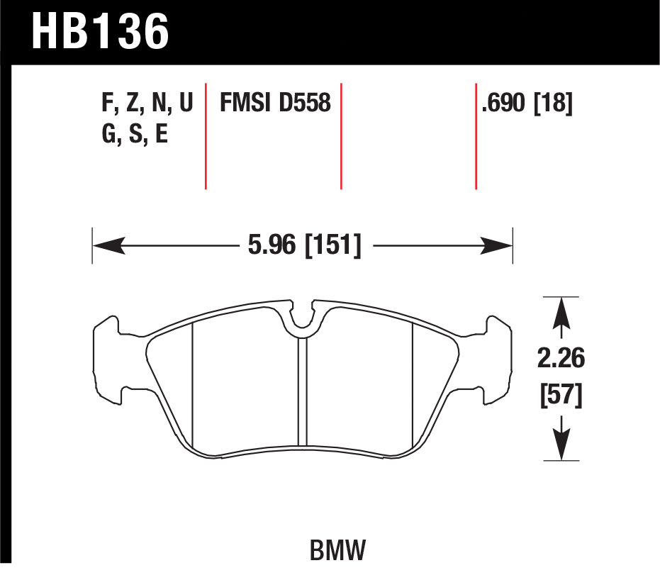 Тормозные колодки HAWK HB136G.690