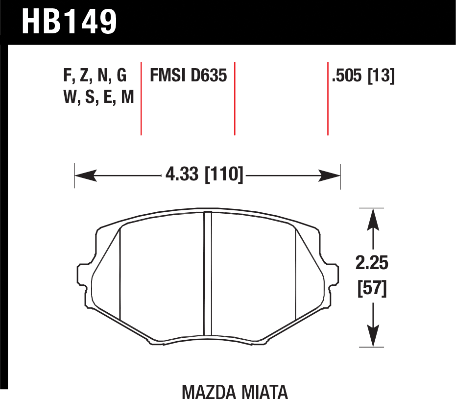 Тормозные колодки HAWK HB149N.505