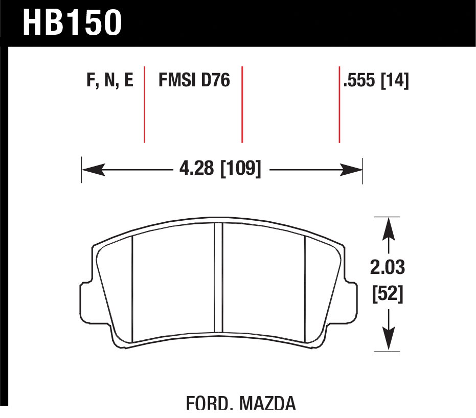Тормозные колодки HAWK HB150E.555