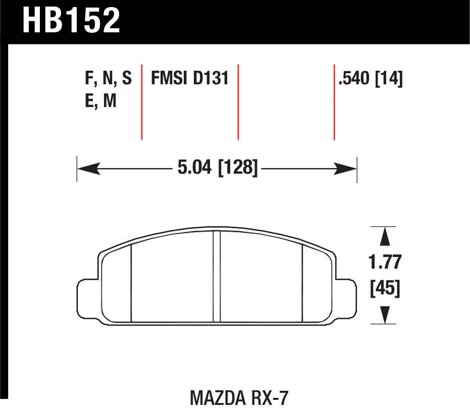 Тормозные колодки HAWK HB152N.540