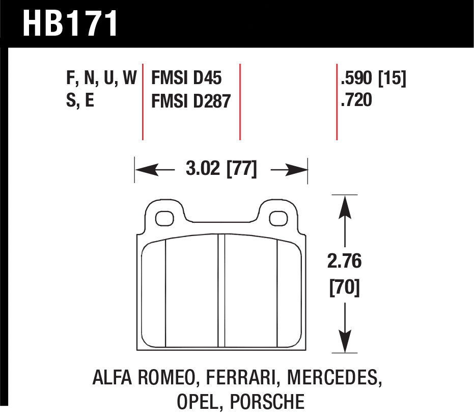 Тормозные колодки HAWK HB171U.591