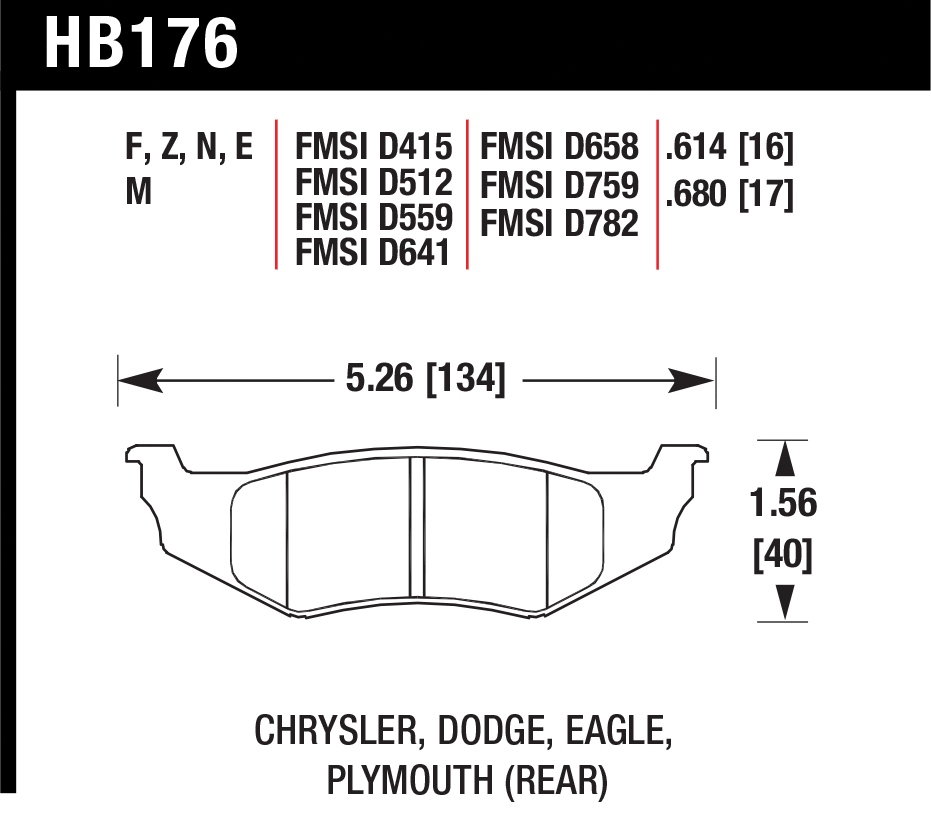 Тормозные колодки HAWK HB176F.614