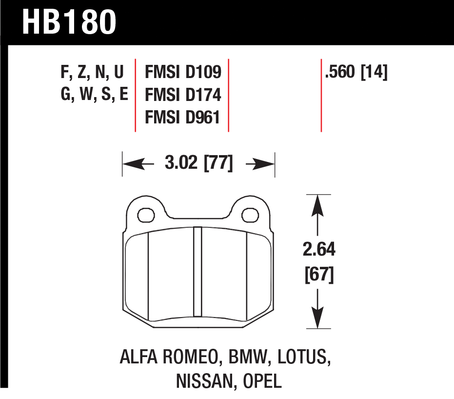 Тормозные колодки HAWK HB180N.560