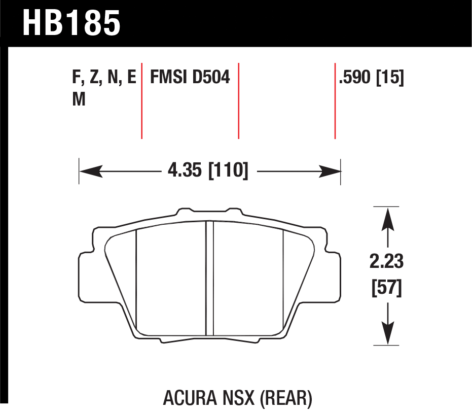 Тормозные колодки HAWK HB185E.590