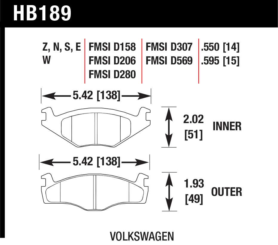 Тормозные колодки HAWK HB189W.595