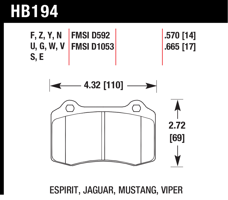Тормозные колодки HAWK HB194Y.570