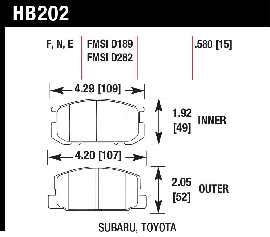 Тормозные колодки HAWK HB202N.580