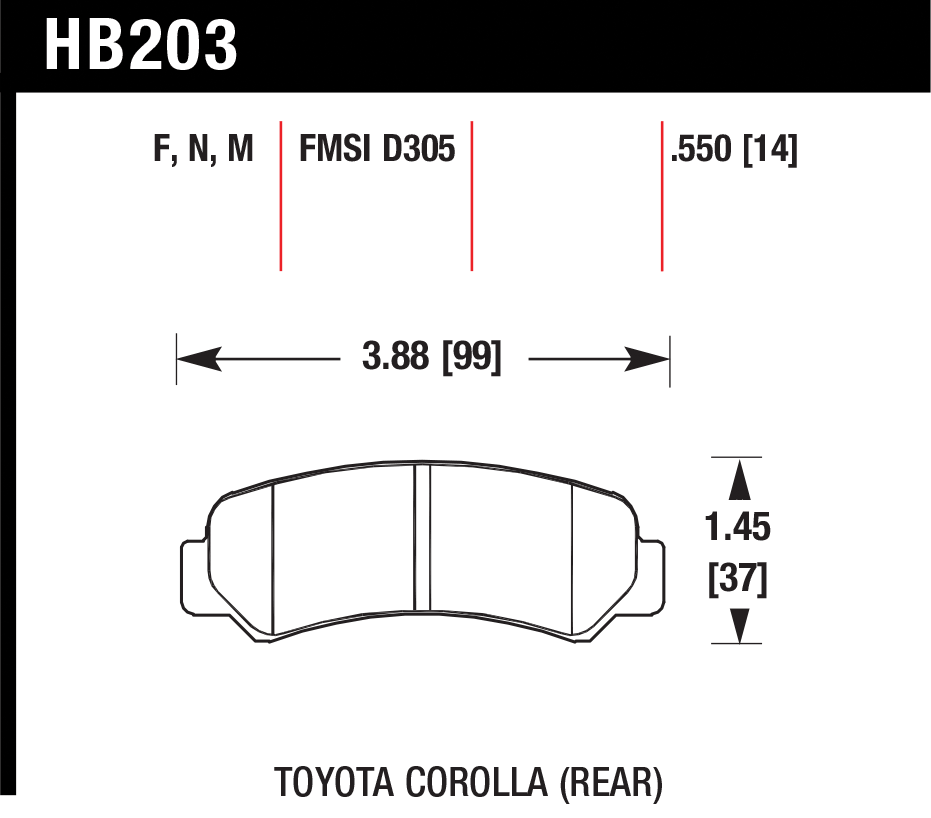 Тормозные колодки HAWK HB203F.550