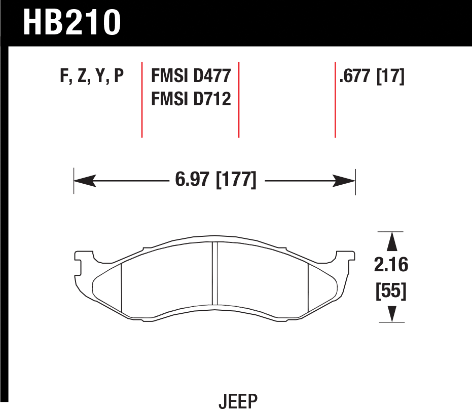 Тормозные колодки HAWK HB210Z.677