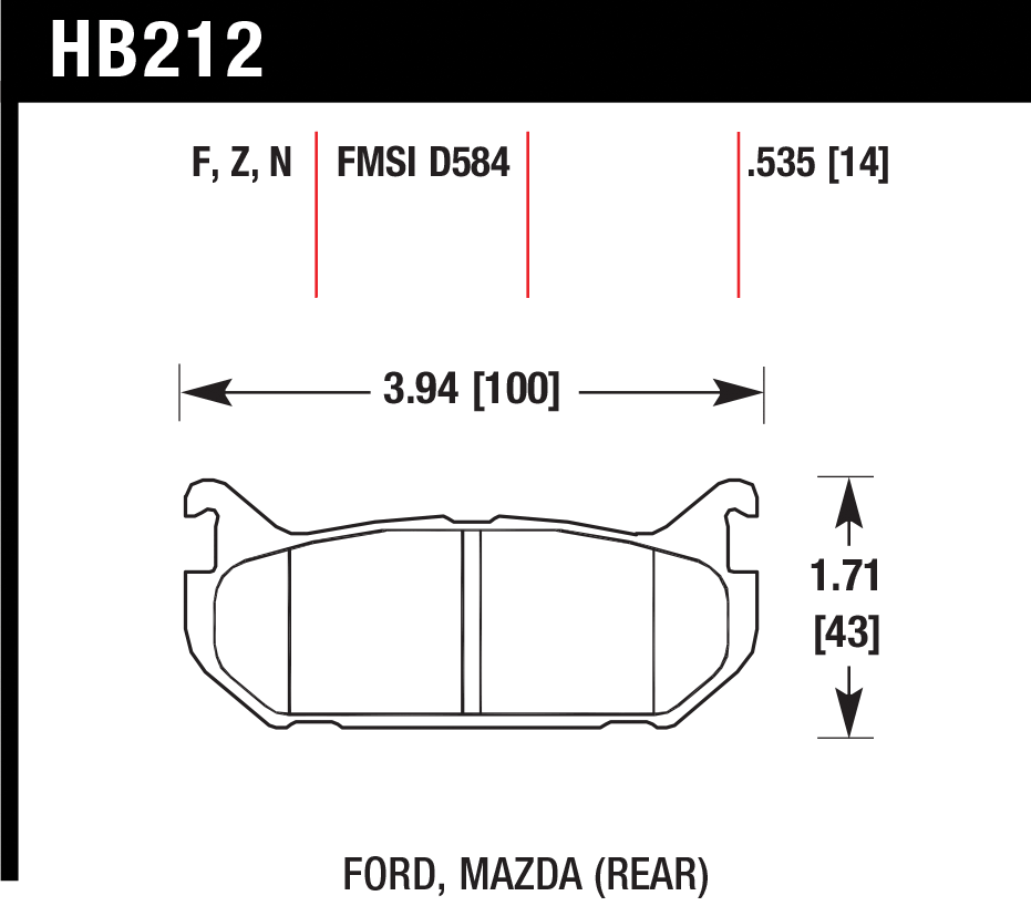 Тормозные колодки HAWK HB212E.535