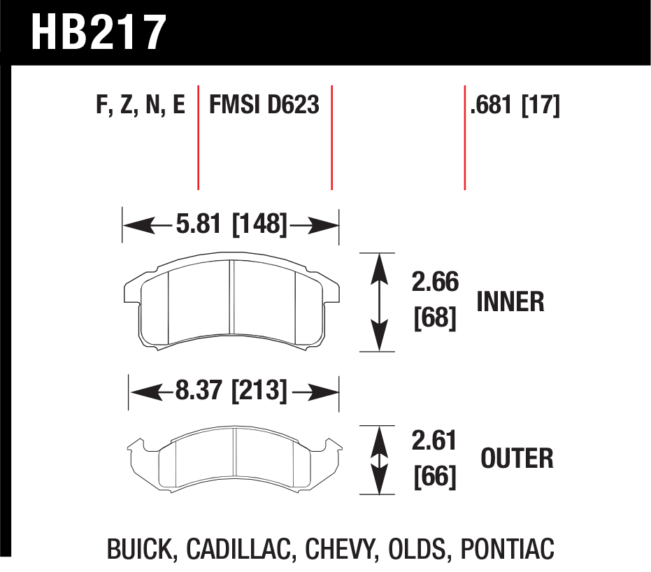 Тормозные колодки HAWK HB217Z.681
