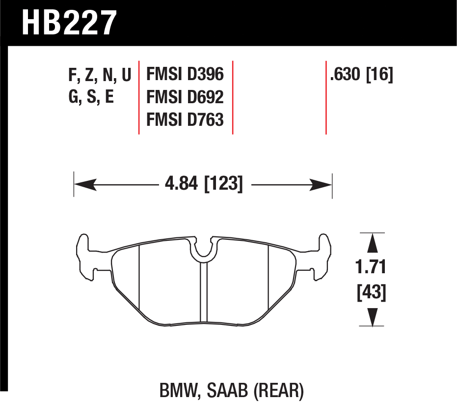 Тормозные колодки HAWK HB227G.630