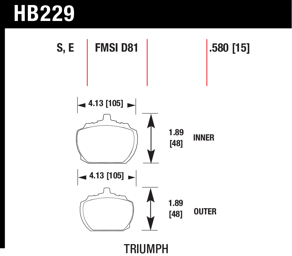 Тормозные колодки HAWK HB229E.580