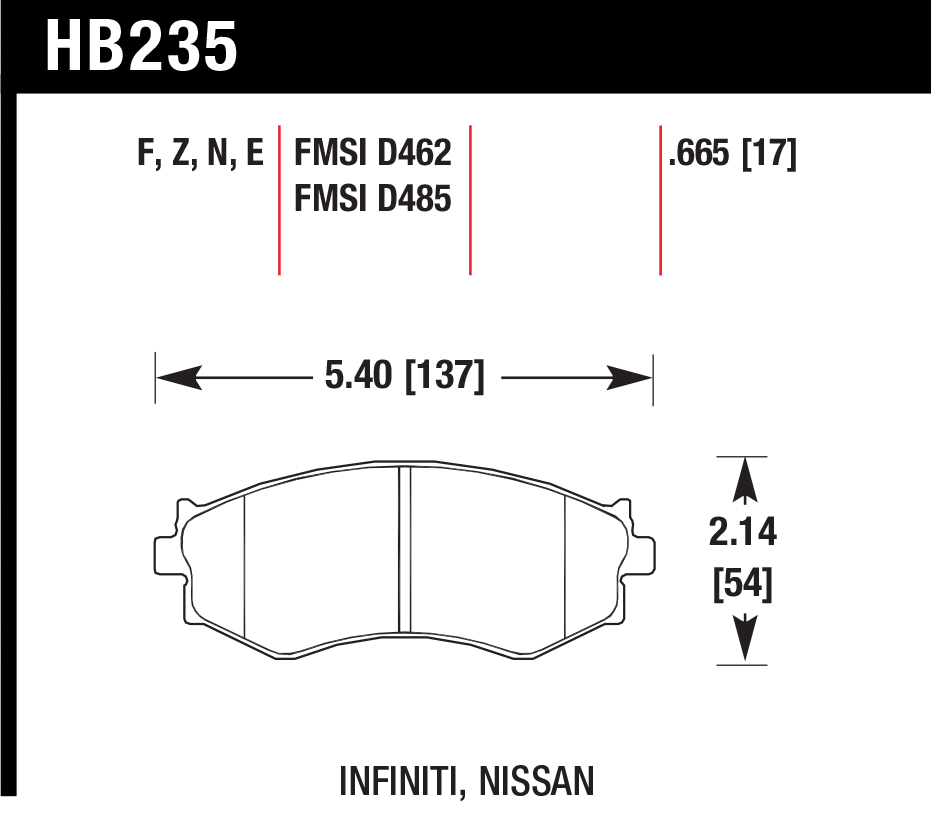 Тормозные колодки HAWK HB235E.665