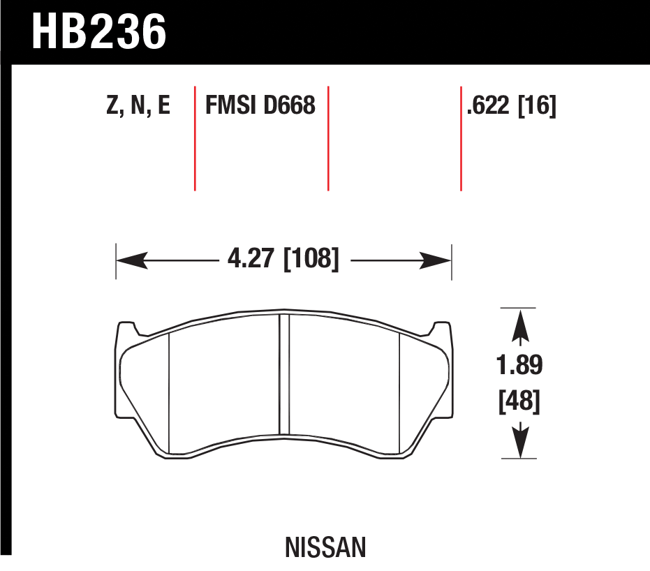 Тормозные колодки HAWK HB236E.622