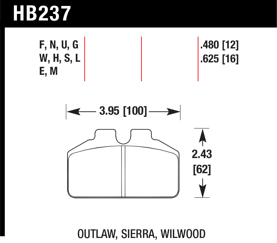 Тормозные колодки HAWK HB237W.480