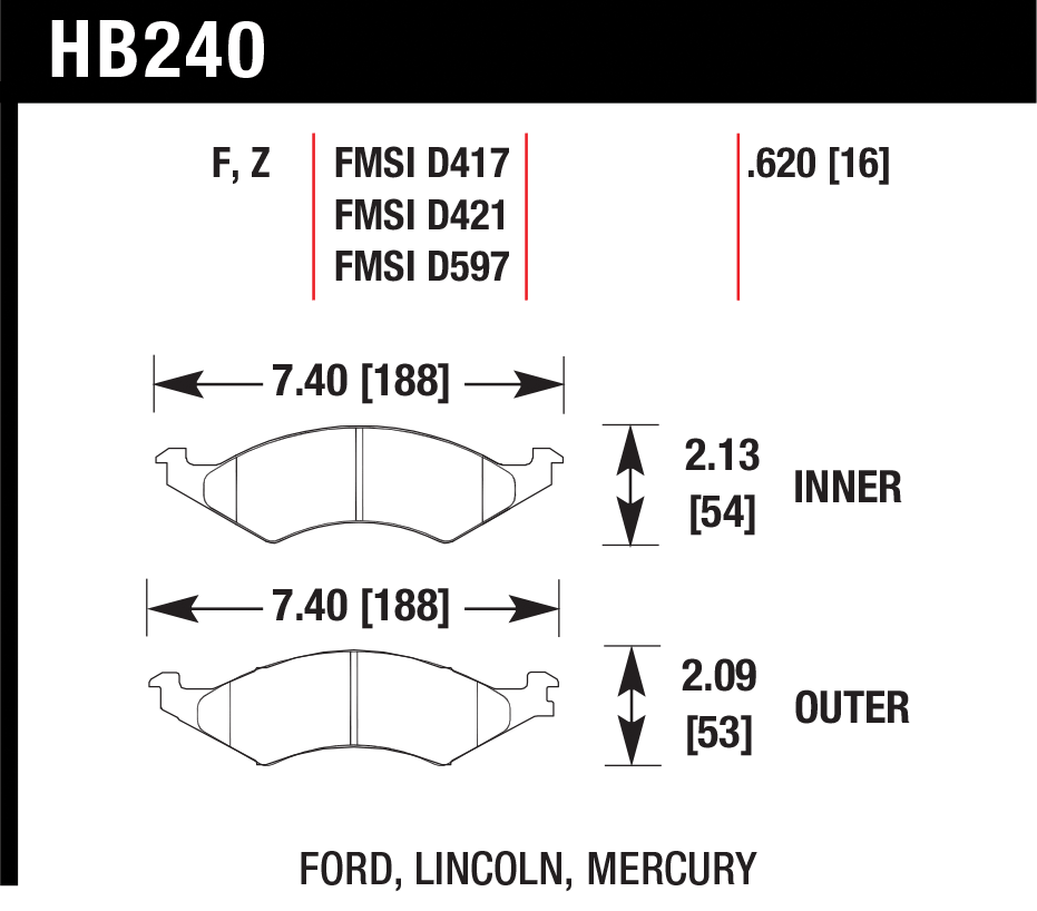Тормозные колодки HAWK HB240F.620