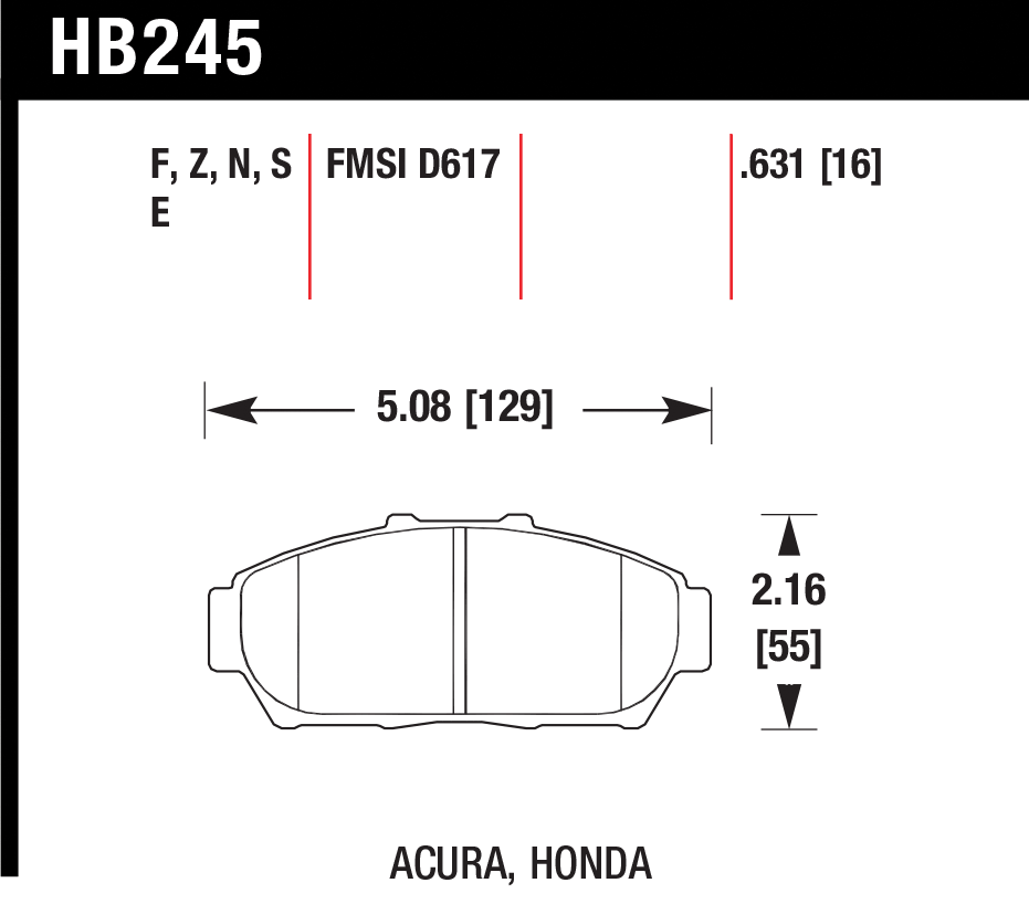 Тормозные колодки HAWK HB245E.631