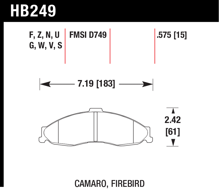 Тормозные колодки HAWK HB249W.575