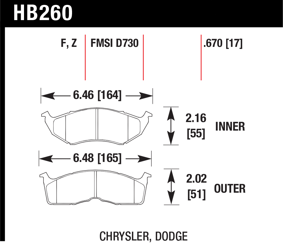 Тормозные колодки HAWK HB260F.670