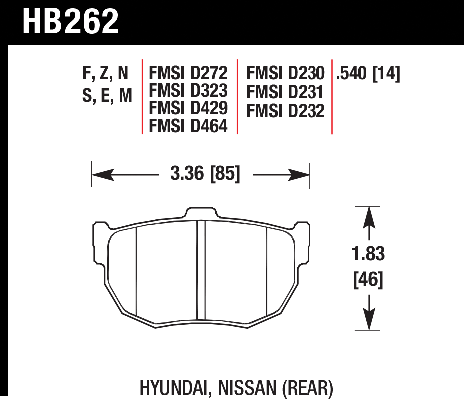 Тормозные колодки HAWK HB262N.540