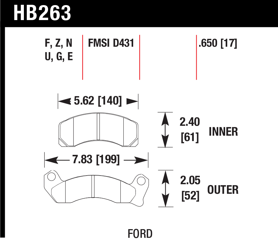 Тормозные колодки HAWK HB263N.650