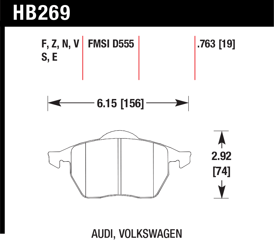 Тормозные колодки HAWK HB269Z.763A