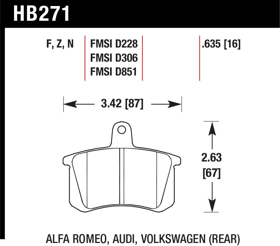 Тормозные колодки HAWK HB271E.635