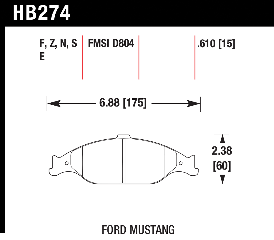 Тормозные колодки HAWK HB274Z.610