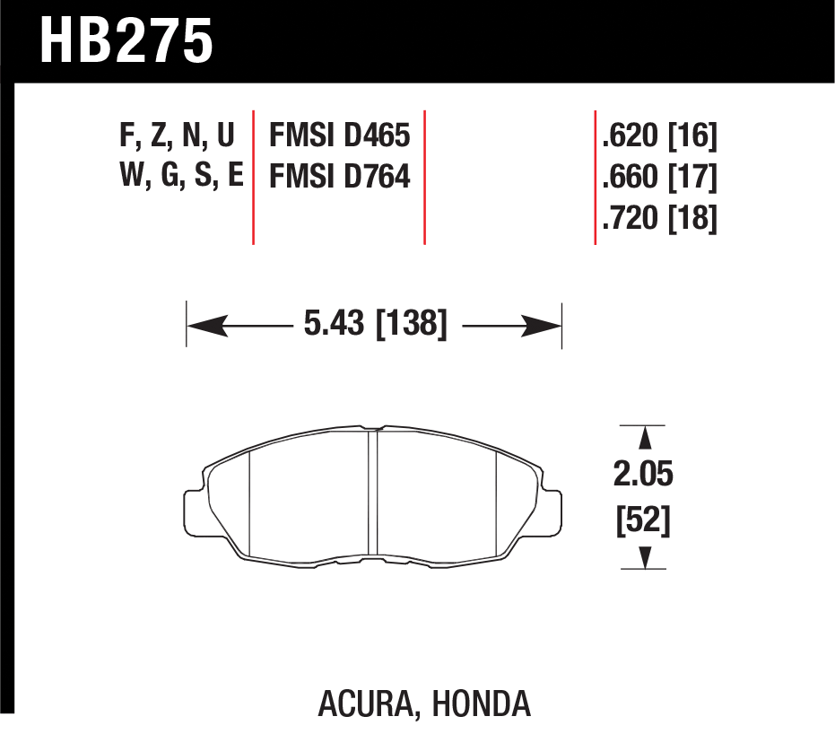 Тормозные колодки HAWK HB275W.620