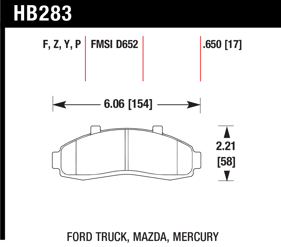Тормозные колодки HAWK HB283P.650