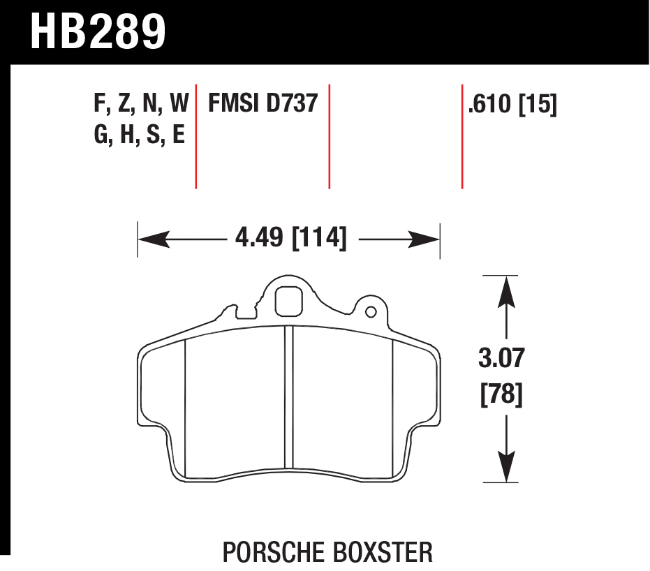 Тормозные колодки HAWK HB289W.610