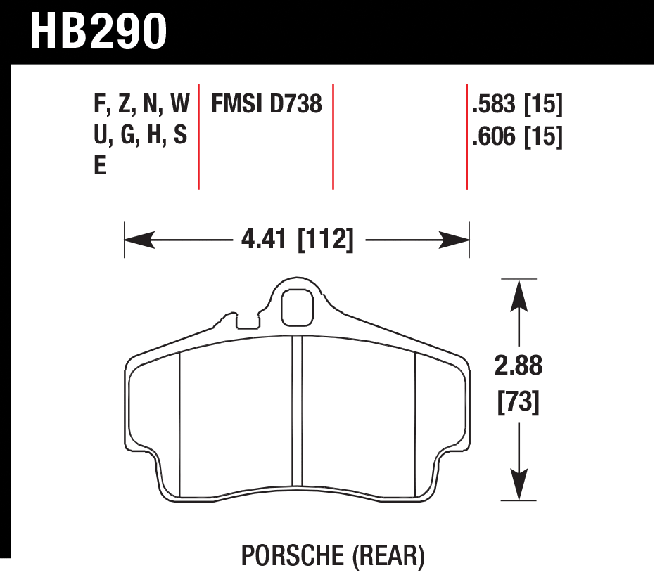 Тормозные колодки HAWK HB290F.606