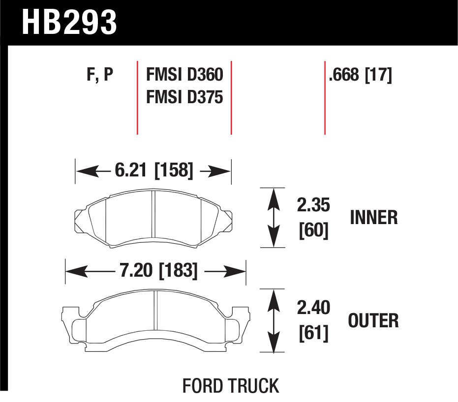 Тормозные колодки HAWK HB293F.668