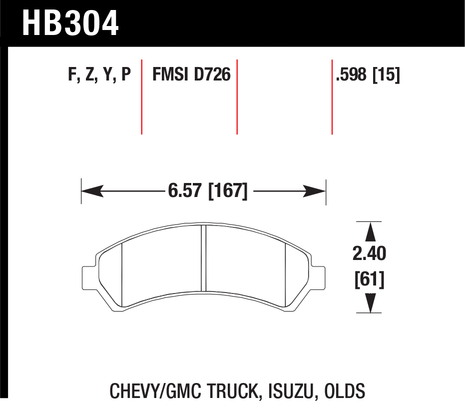 Тормозные колодки HAWK HB304Y.598