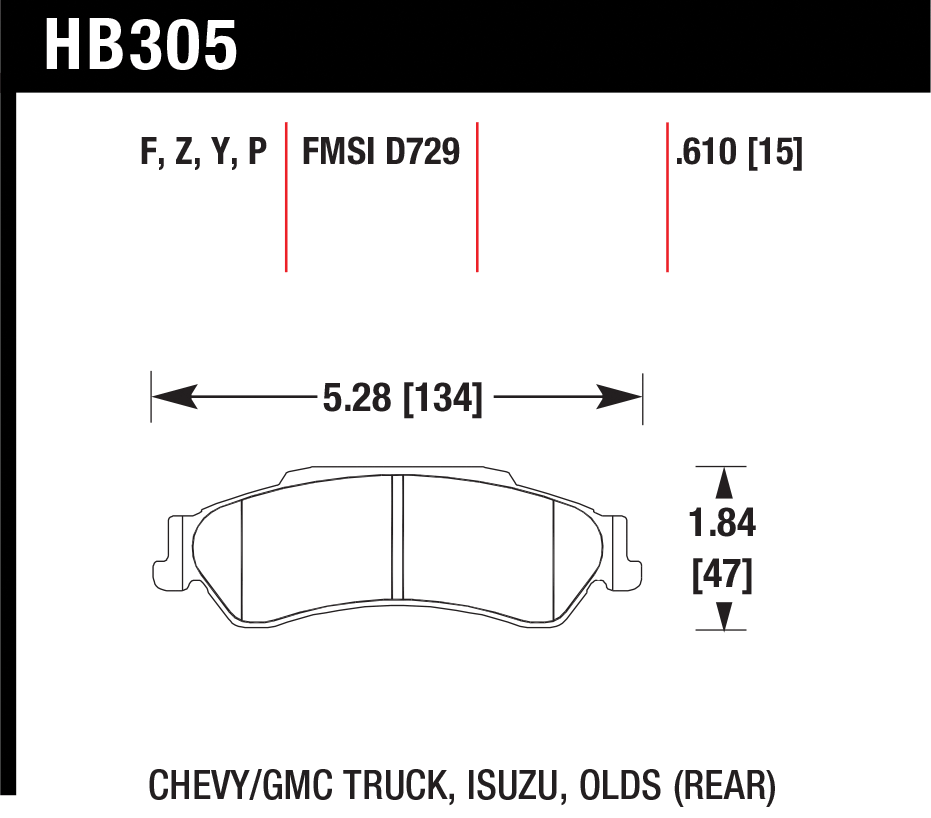 Тормозные колодки HAWK HB305Z.610