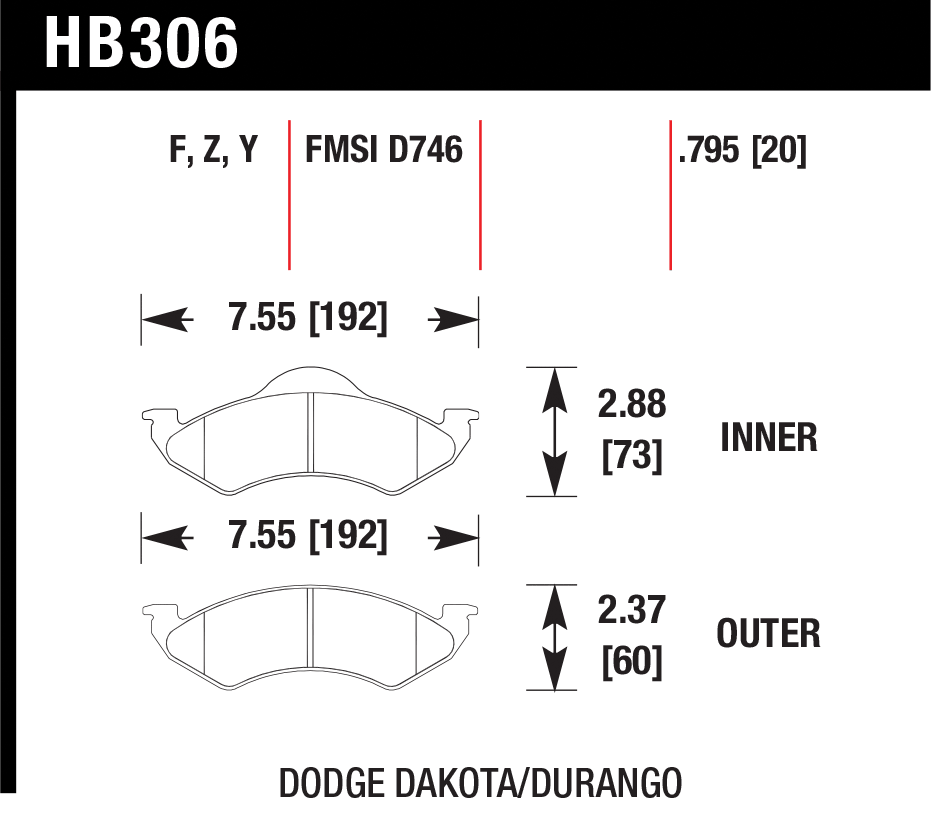 Тормозные колодки HAWK HB306F.795