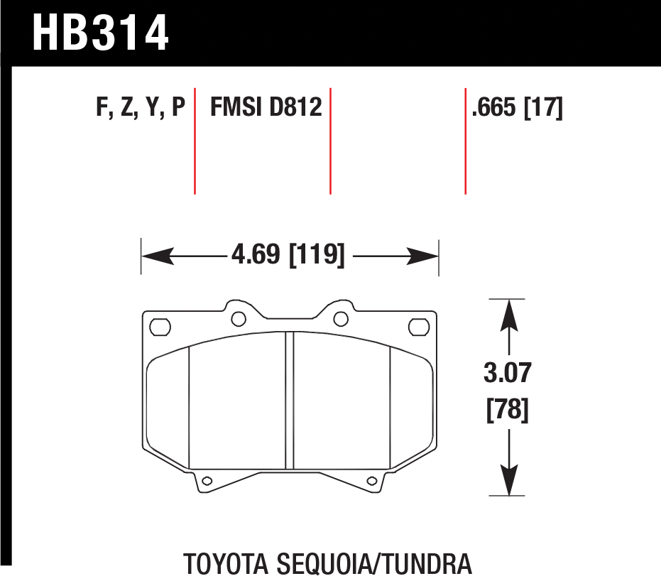 Тормозные колодки HAWK HB314F.665
