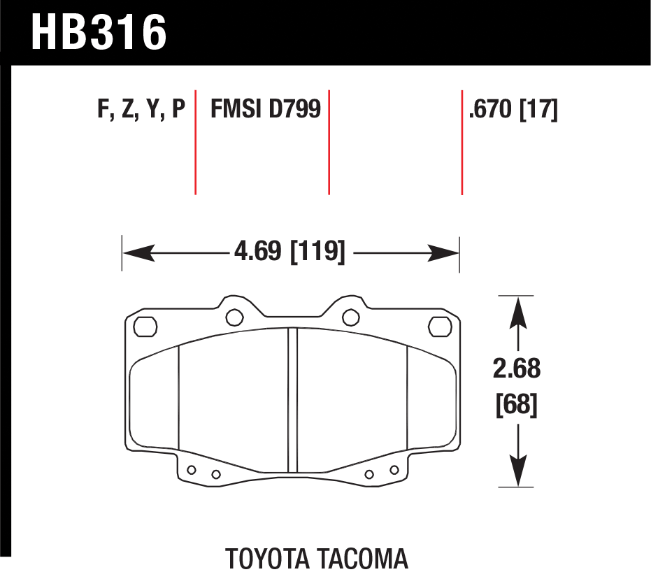 Тормозные колодки HAWK HB316Y.670
