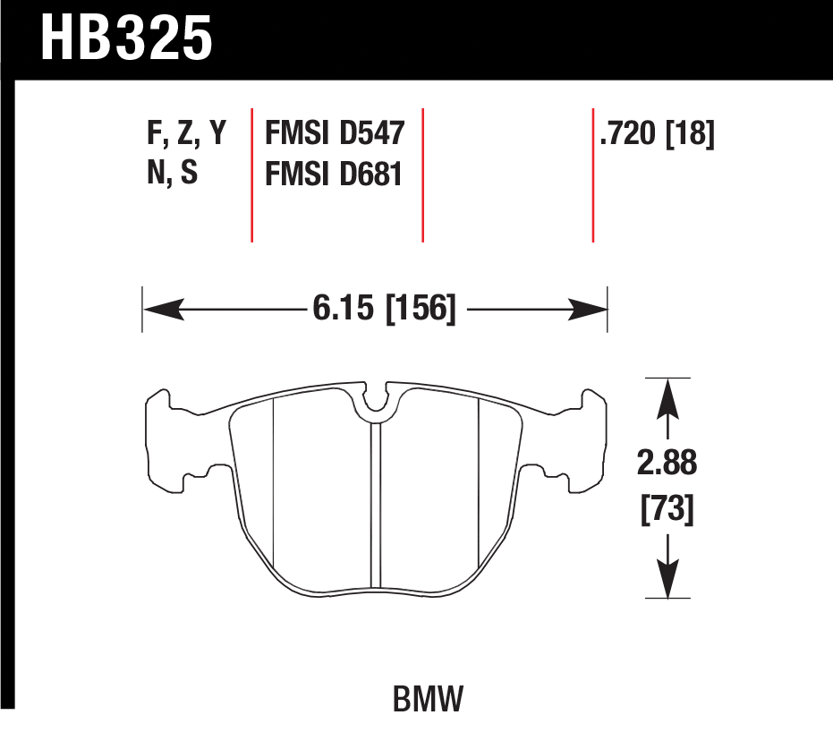 Тормозные колодки HAWK HB325Y.720