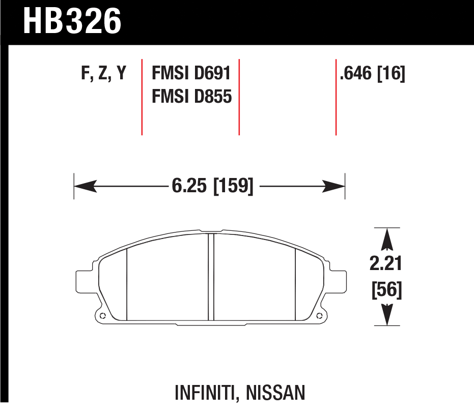 Тормозные колодки HAWK HB326Y.646