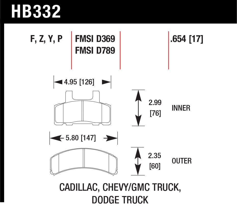 Тормозные колодки HAWK HB332P.654