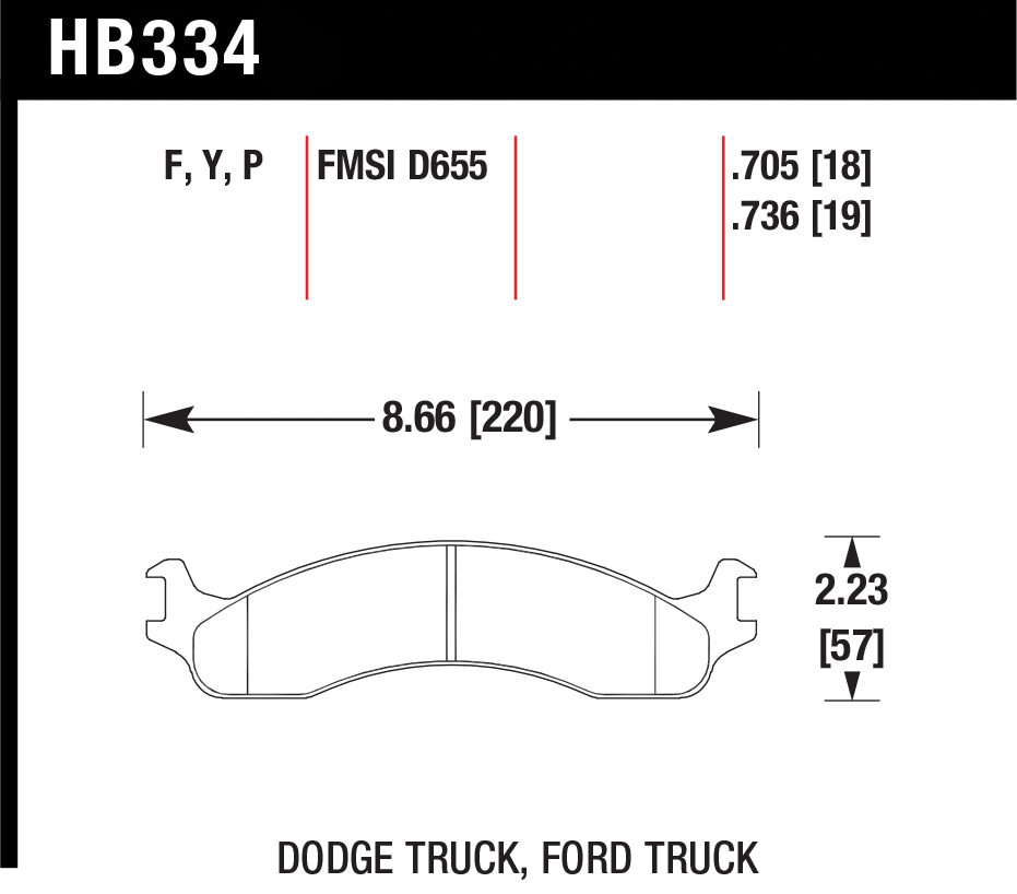 Тормозные колодки HAWK HB334Y.736
