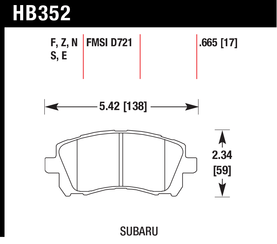 Тормозные колодки HAWK HB352Z.665