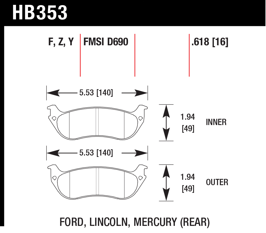 Тормозные колодки HAWK HB353F.618