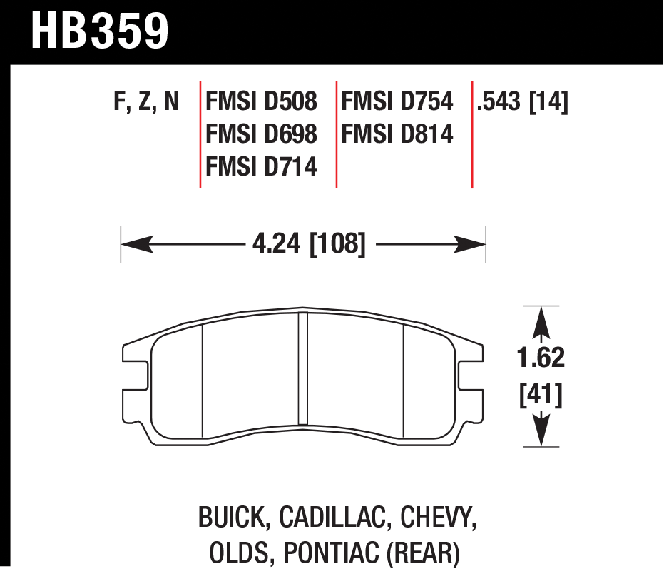 Тормозные колодки HAWK HB359Z.543
