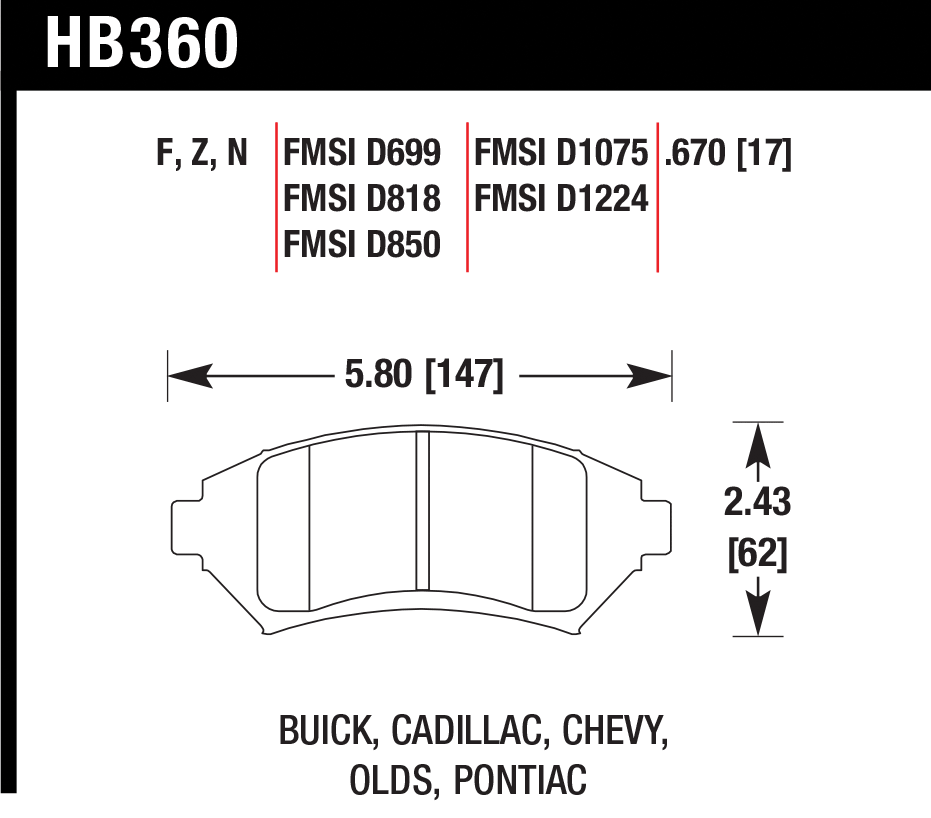Тормозные колодки HAWK HB360Z.670